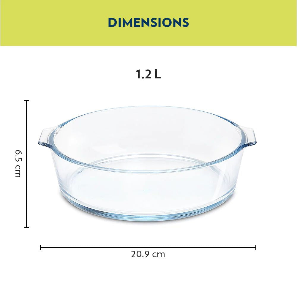 Borosil Round 1200 ML Cake Dish with Handle - 2