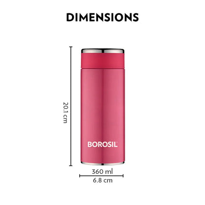 Borosil Stainless Steel Hydra Travelsmart Vacuum Insulated Flask Water Bottle - 6