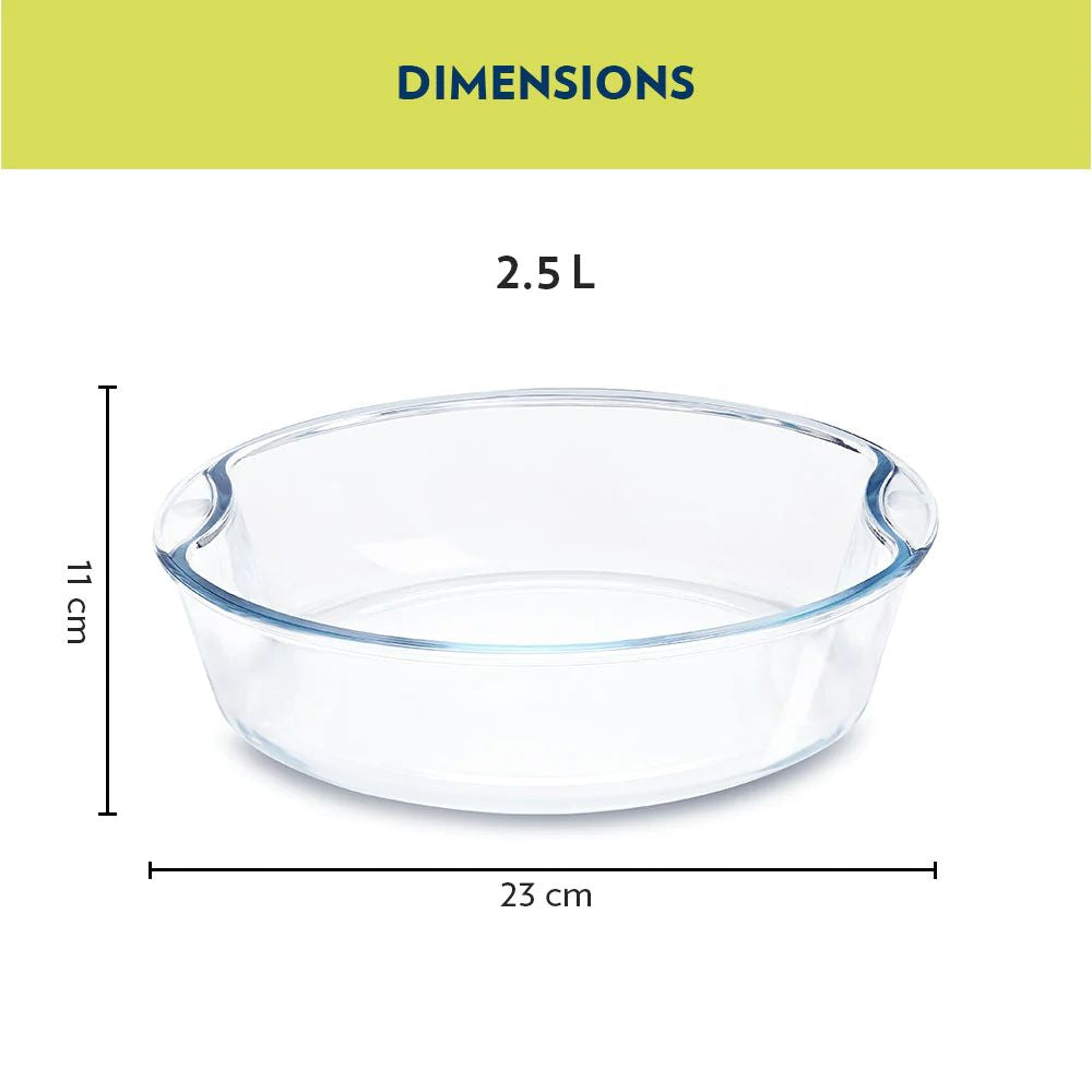 Borosil Glass Easy Grip Round Baking Dish - 7