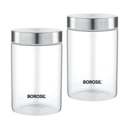 Borosil Endura 900 ML Airtight Glass Storage Jar Set with Stainless Steel Lid - 2