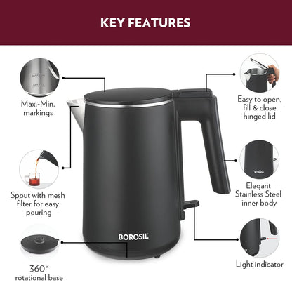 Borosil Cooltouch 1 Litre 1200 Watts Electric Kettle - 5