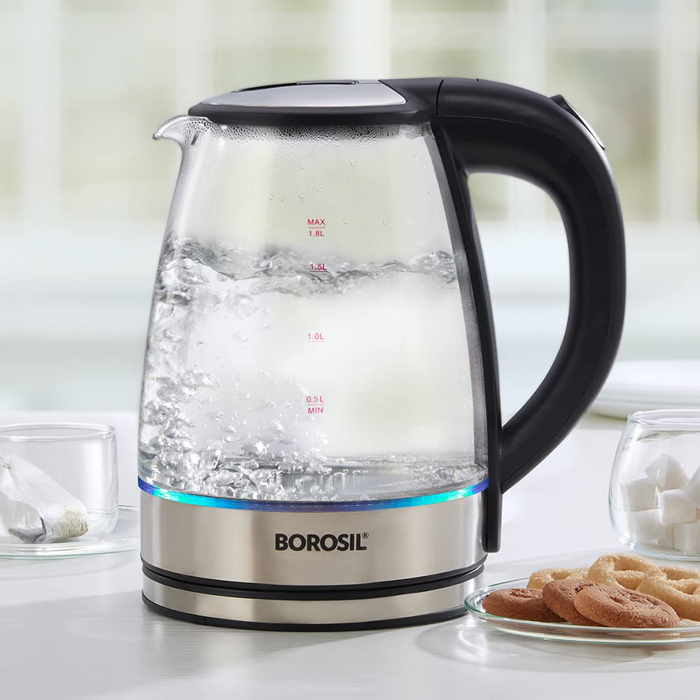 Borosil Electric 1.8 Litre 1500 Watts Glass Kettle Transparent Rasoi Shop