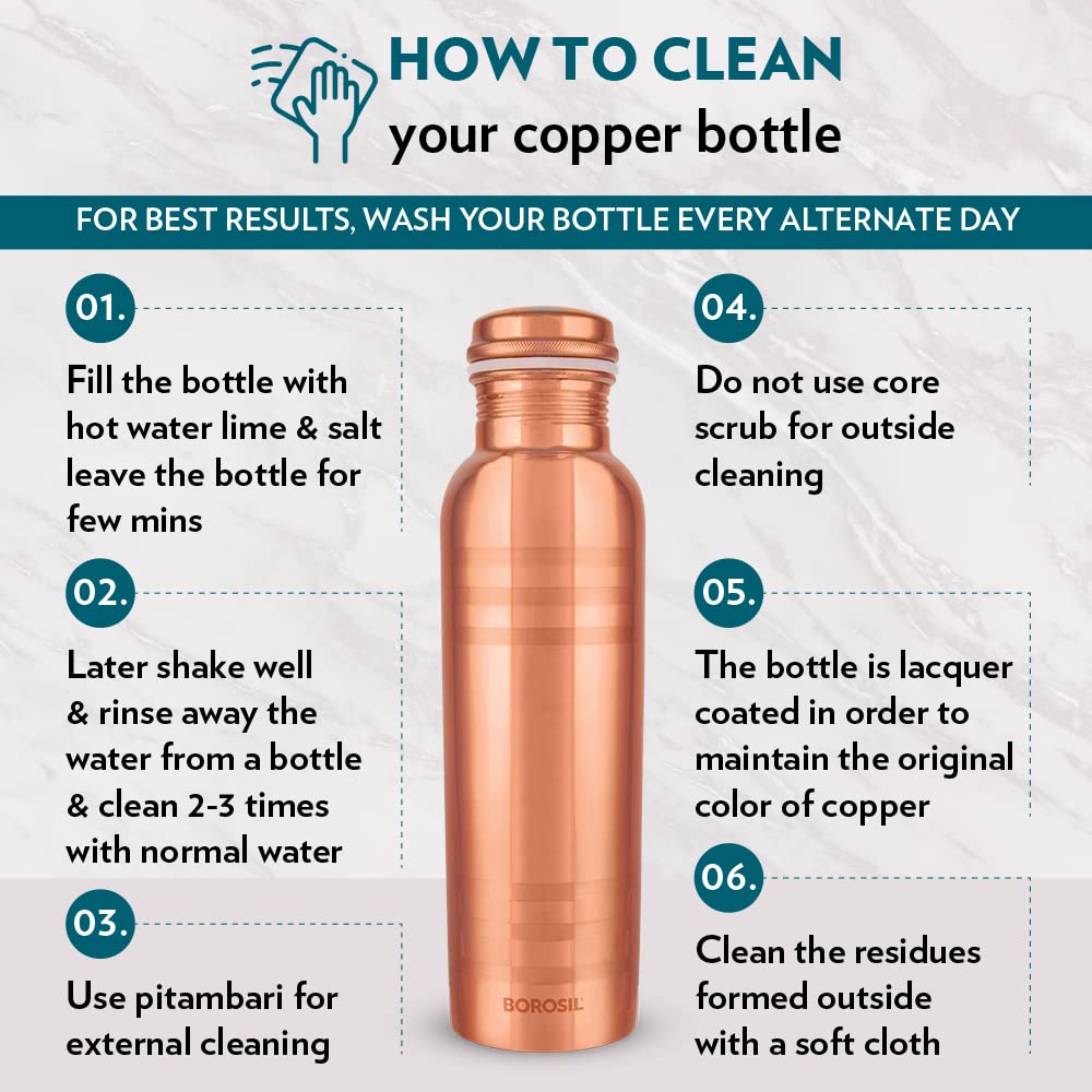 Borosil Chakra 1000 ML Copper Water Bottle - 8