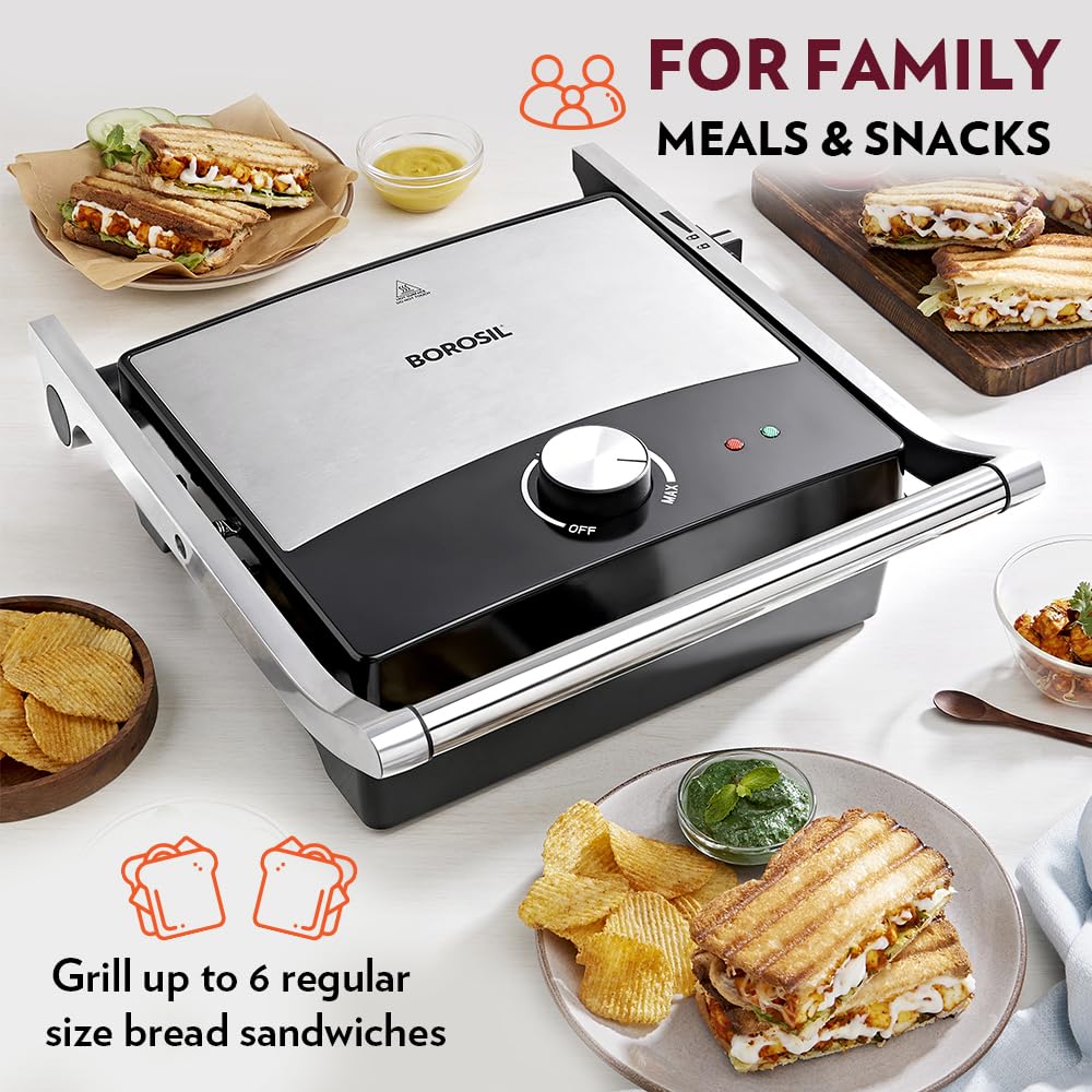 Borosil Mega Jumbo 180° 2000 Watts Grill Sandwich Maker - 7