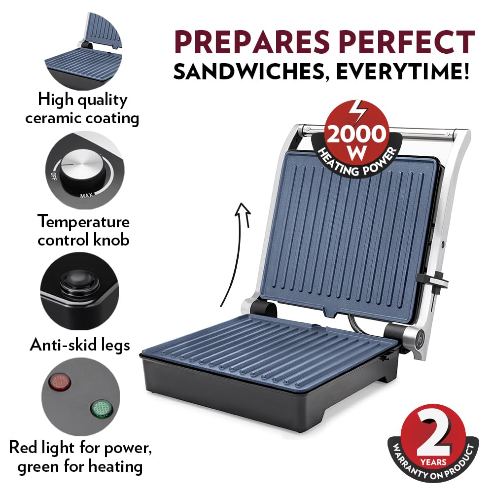 Borosil Mega Jumbo 180° 2000 Watts Grill Sandwich Maker - 4