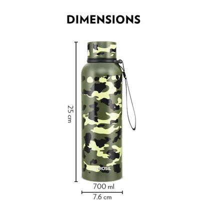 Borosil Trek Military Green 700 ML Stainless Steel Water Bottle - 3