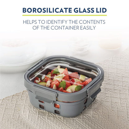 Borosil Klip n Store Plus Square Glass Container - 11