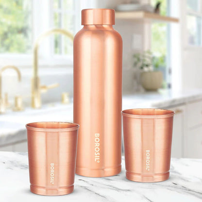 Borosil ECO Copper Bottle & Glass Set - 1