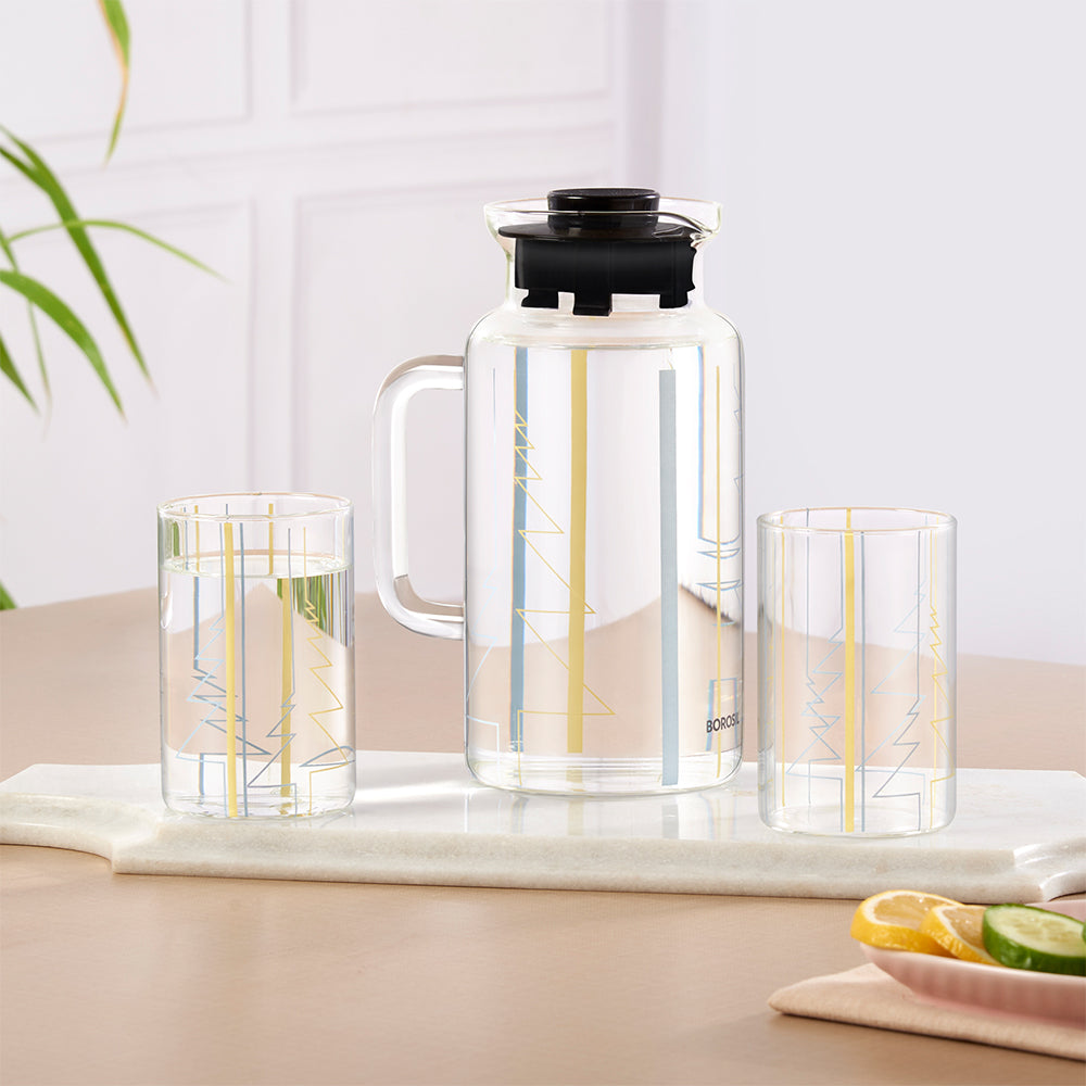 Borosil Sintra Set Multipurpose Glass Jug with Glasses | Set of 5 Pcs