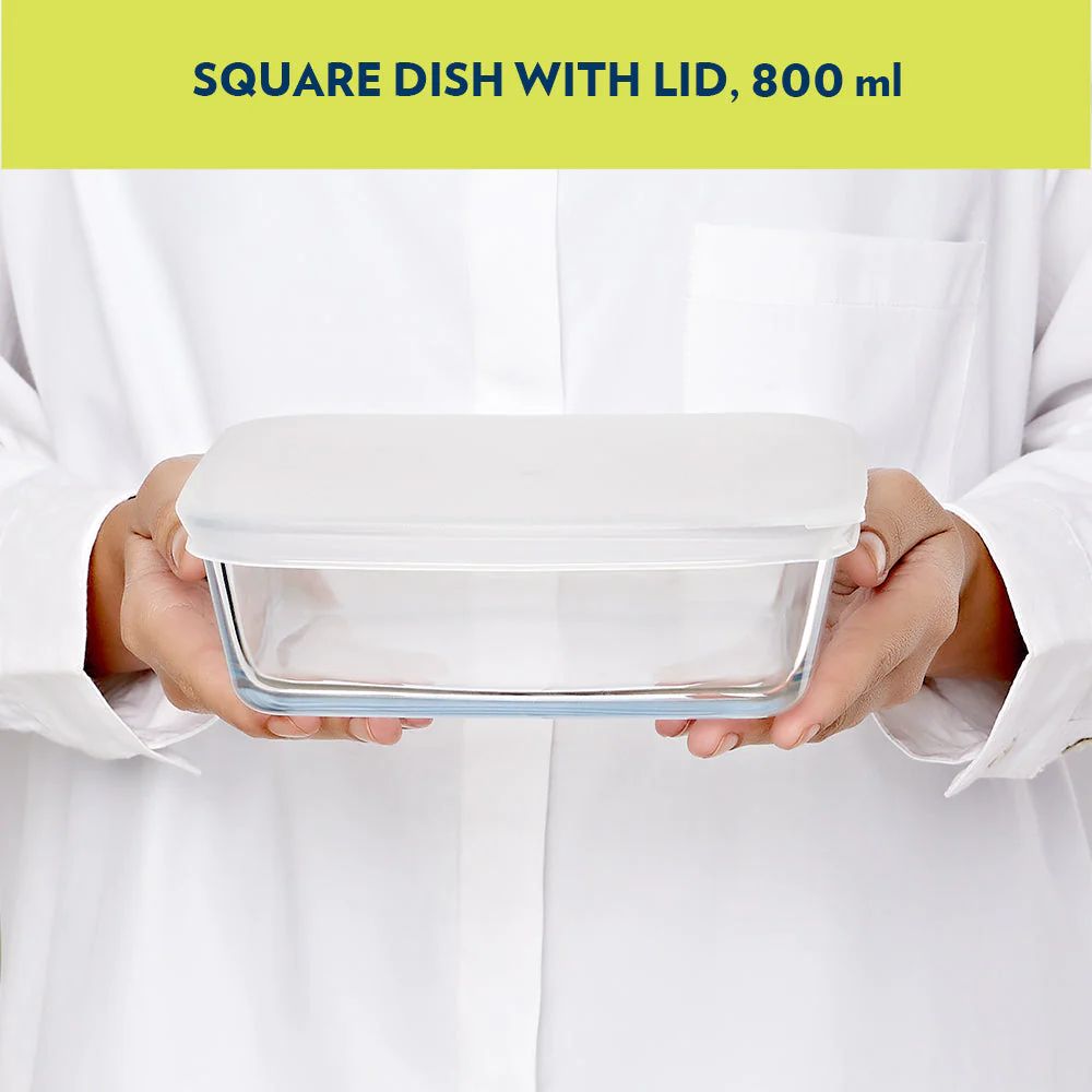 Borosil Square Baking Dish with Lid - 6