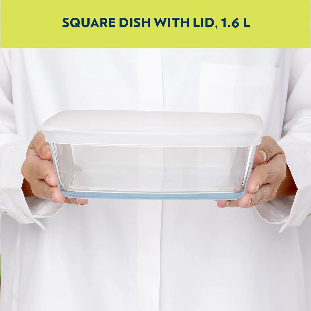 Borosil Square Baking Dish with Lid - 9