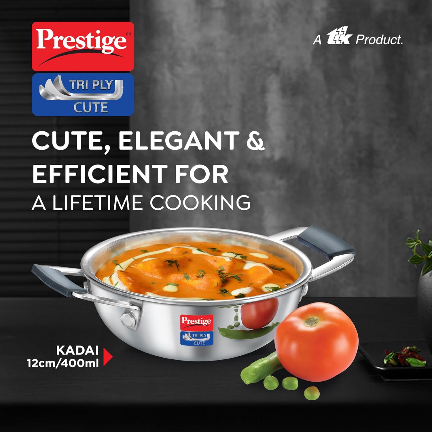 Prestige Tri-Ply Stainless Steel Cute 12 cm Kadai | Gas & Induction Compatible | Silver