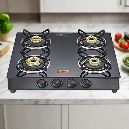 Prestige Marvel SQ Plus GTM04 Toughened Glass Top 4 Burners Gas Stove | Black