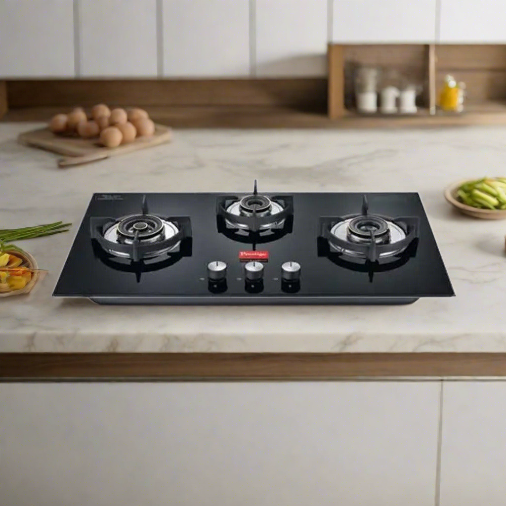 Prestige Vogue 3 Burner Hob Top | Advanced Auto Ignition | Black