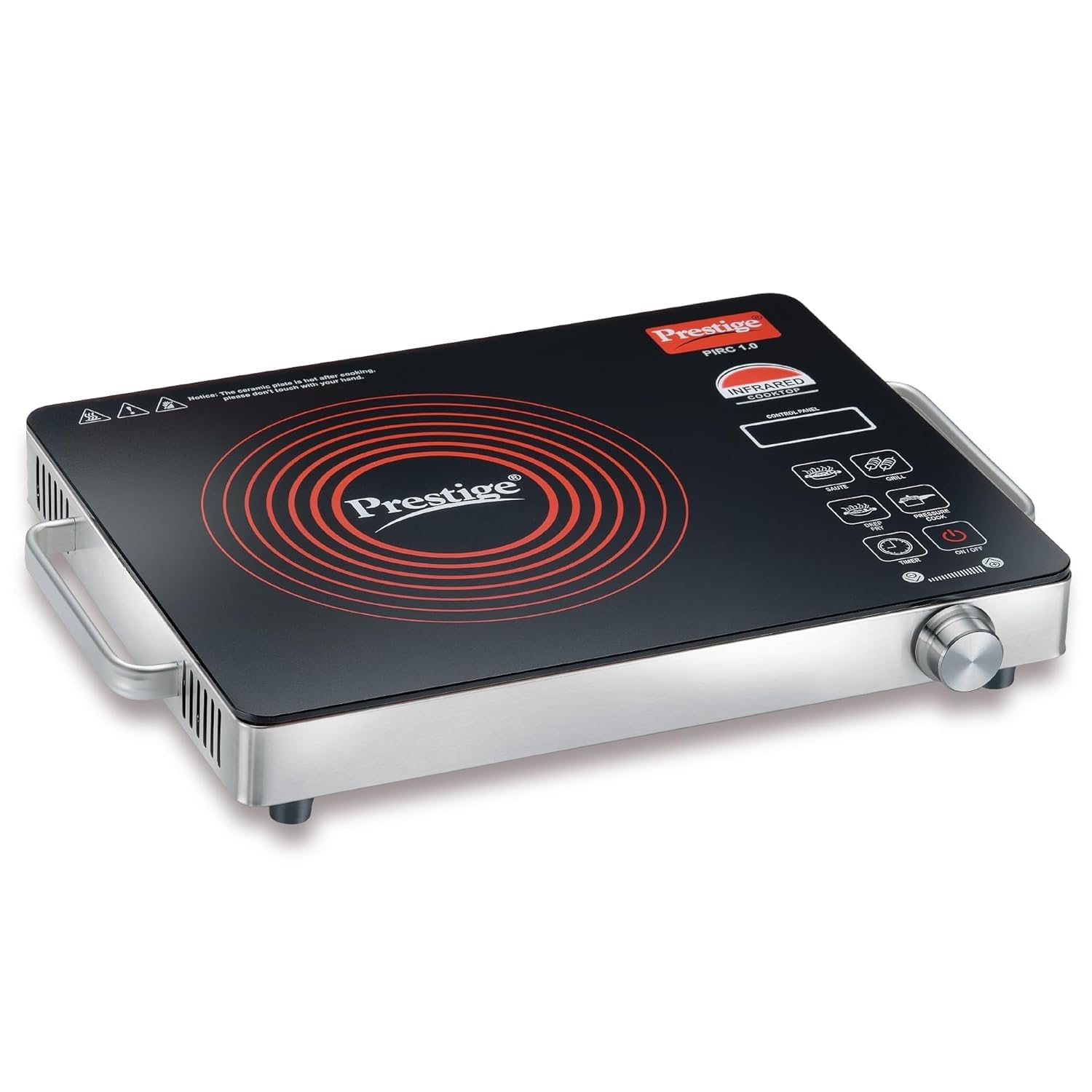 Prestige Infrared Cooktop PIRC 1.0 | 2200W | Stainless Steel & Ceramic | Black & Silver