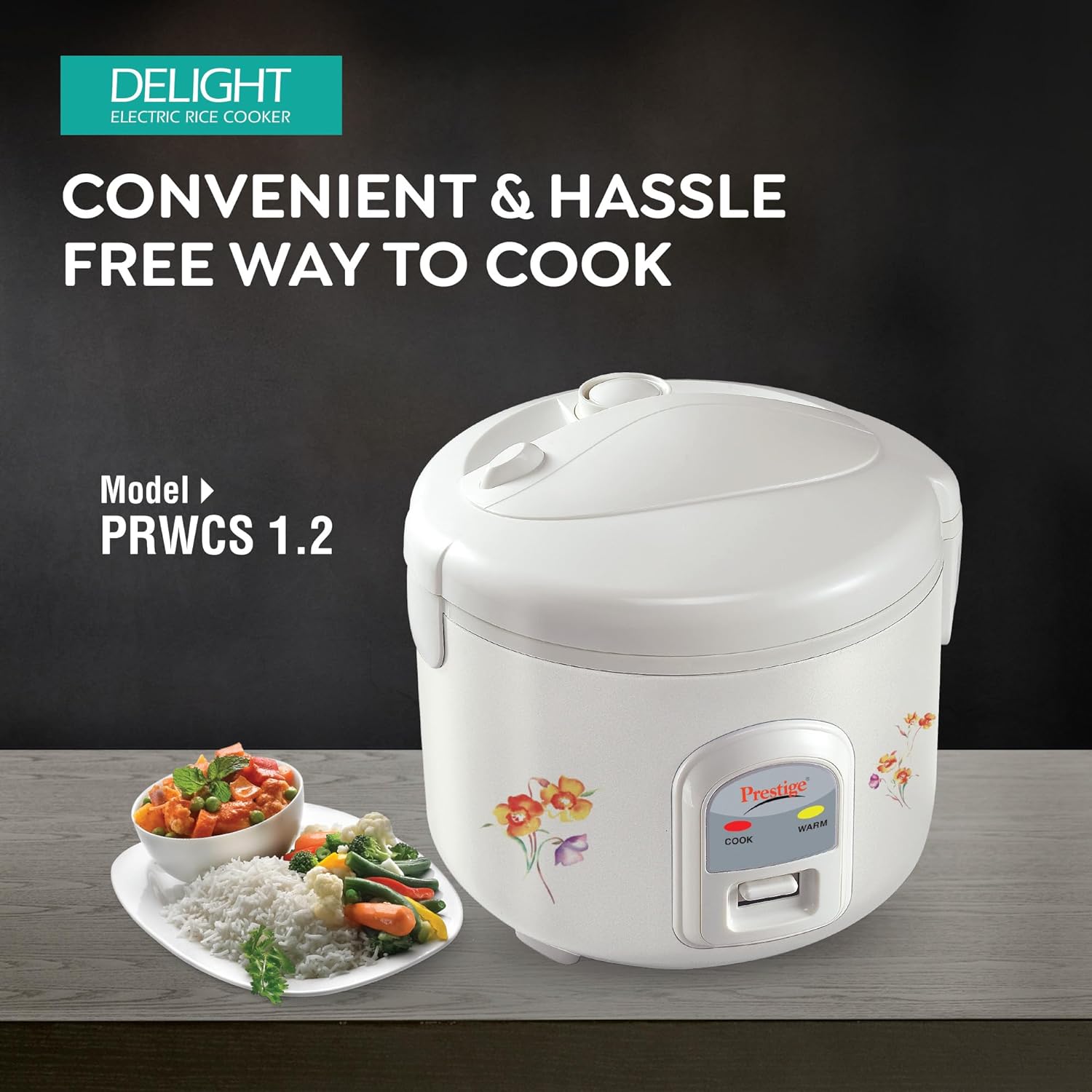 Prestige Delight Electric PRWCS 1.2 Ltr Rice Cooker | 500 Watts | White