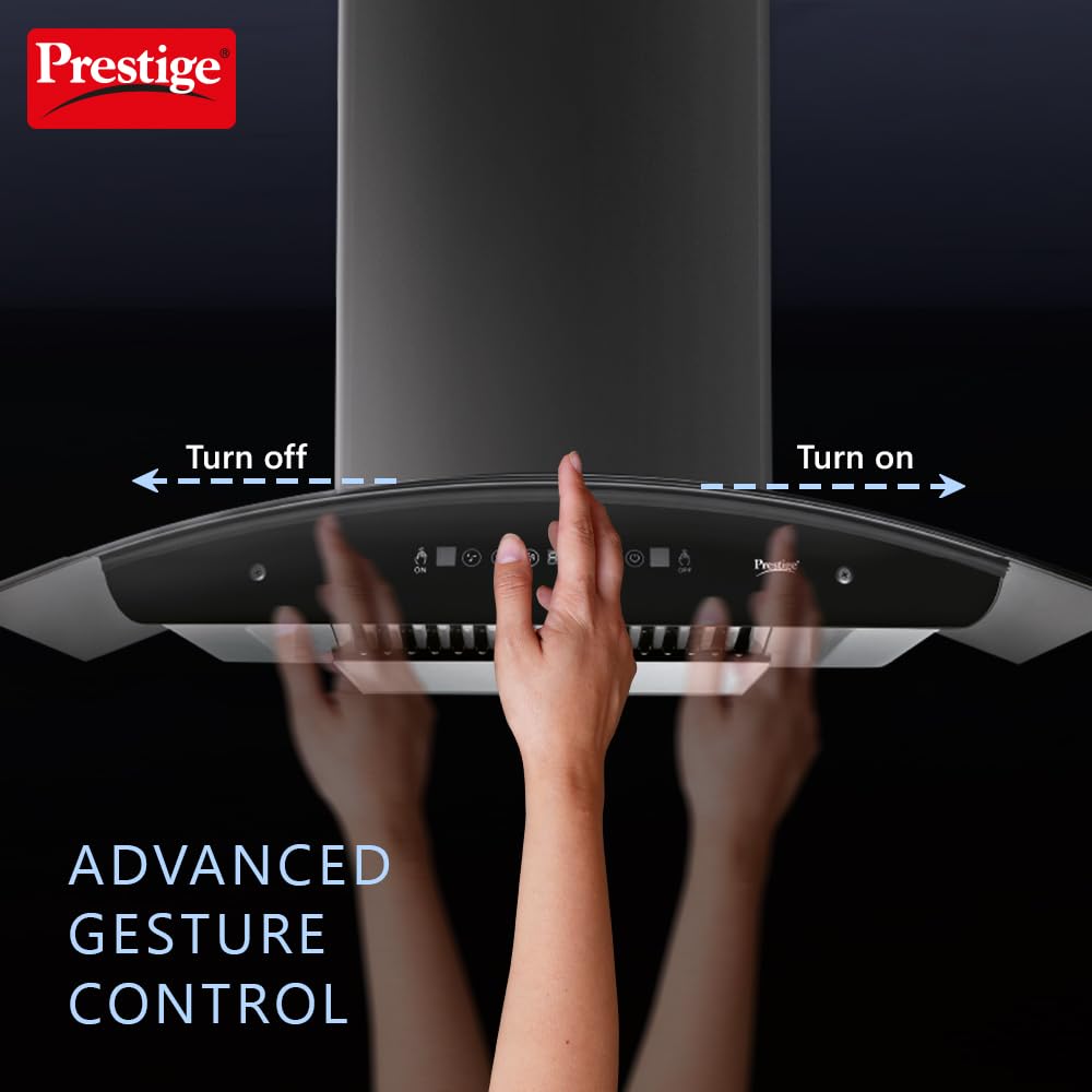 Prestige Oscar 600 IOT Enabled Kitchenhood Chimney with Safesense Technology | 1000 m3/hr | Black