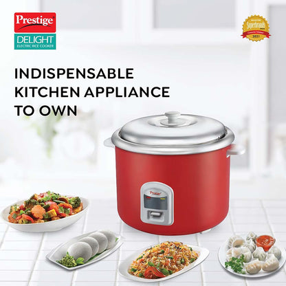 Prestige Delight Cute Electric 2.8 Litre Rice Cooker | 1000 Watts | Red