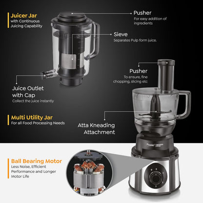 Prestige Endura Pro 1000W Multi Functional Mixer Grinder With Ball Bearing Technology | Black