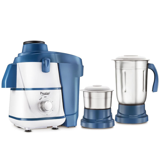 Prestige Breeze 500W Juicer Mixer Grinder With 2 Stainless Steel Jars | Blue & White