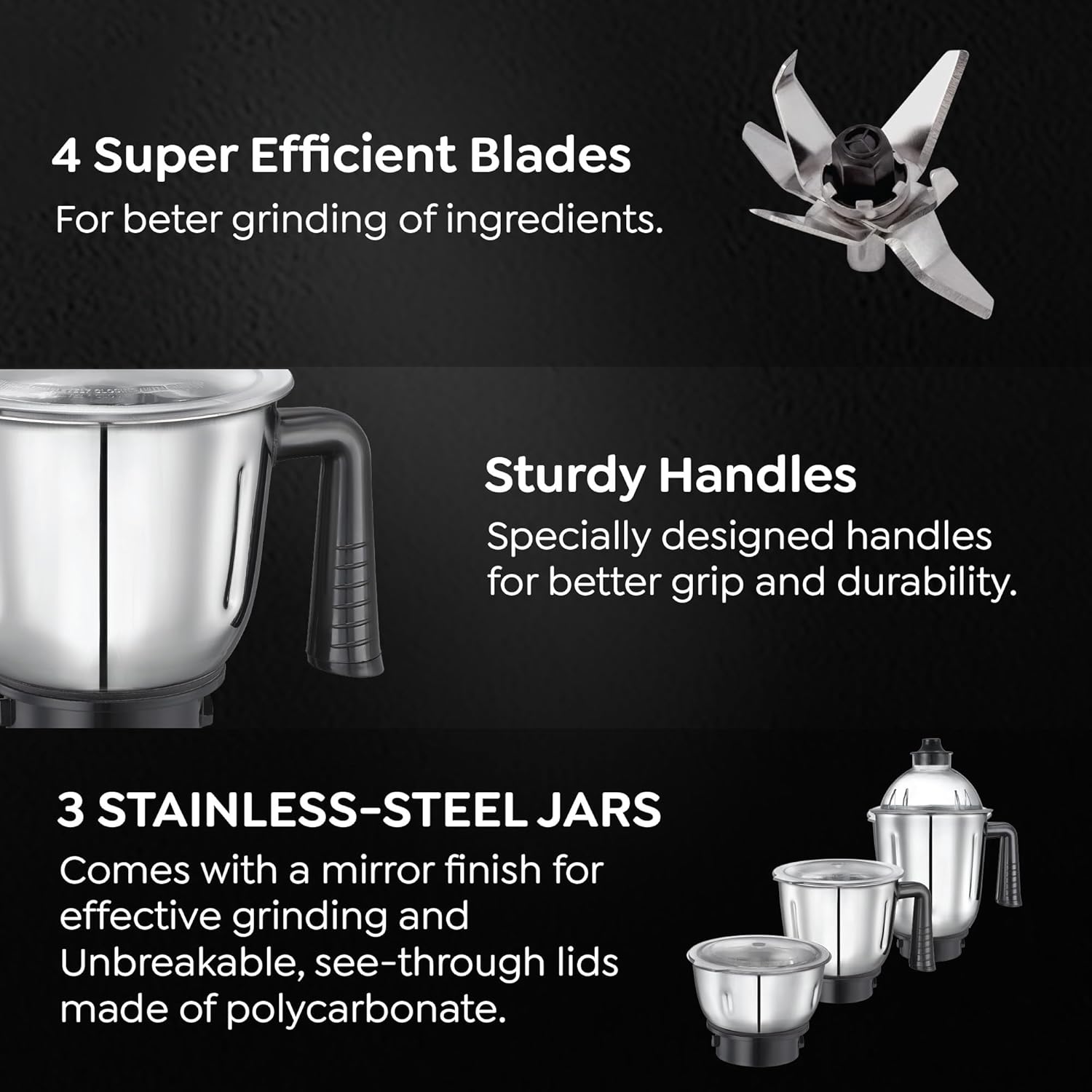 Prestige Prism Mixer Grinder with 3 Stainless Steel Jars | Purple