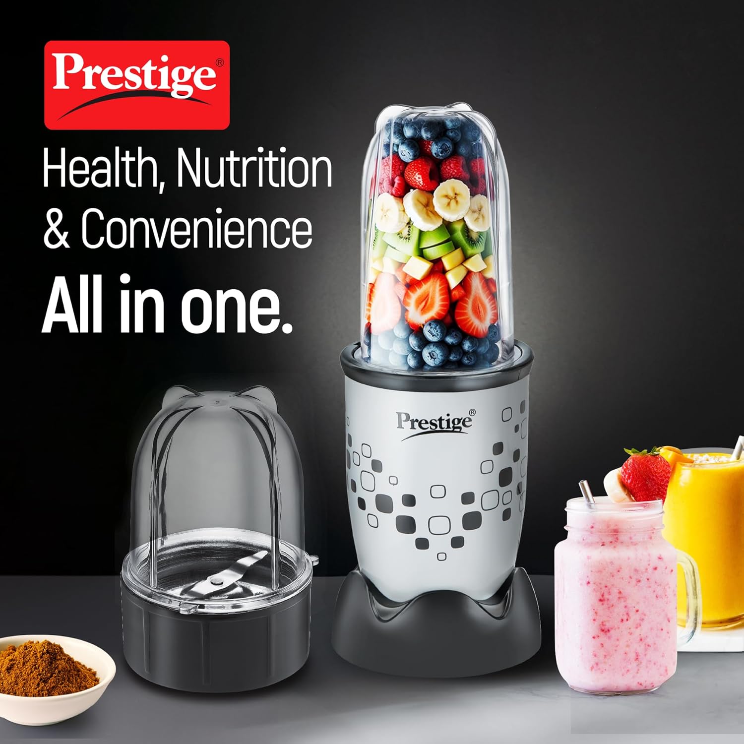 Prestige Nutri-Mix 2.0 350W Mixer Grinder with 2 Multipurpose Jars | Black