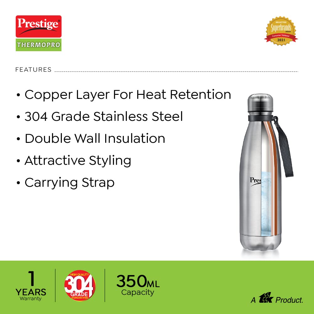 Prestige Stainless Steel Water Bottle - PWSL | Small | Silver