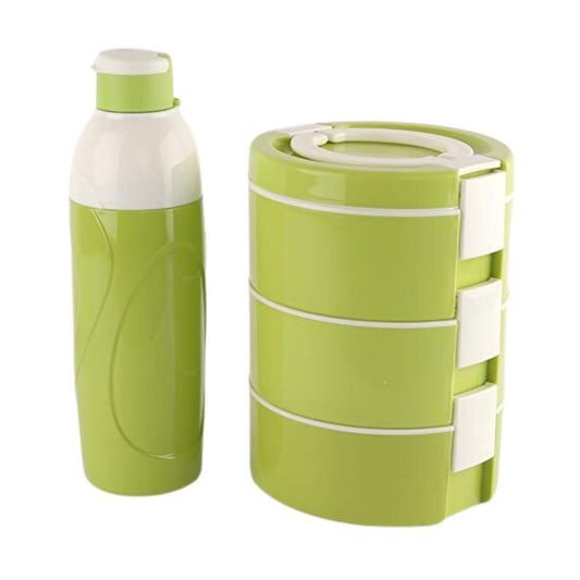 Cello Decker Set of Stainless Steel Lunch Box | Green | Set of 2 Piece