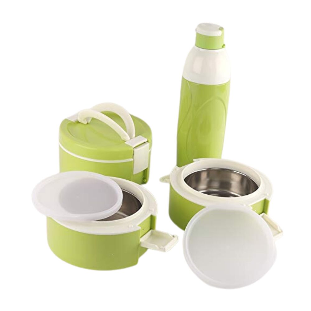 Cello Decker Set of Stainless Steel Lunch Box | Green | Set of 2 Piece