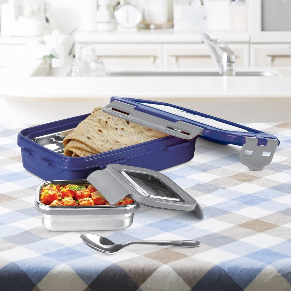 Milton Steely Super Deluxe Insulated Inner Stainless Steel Big Tiffin Box- 6 