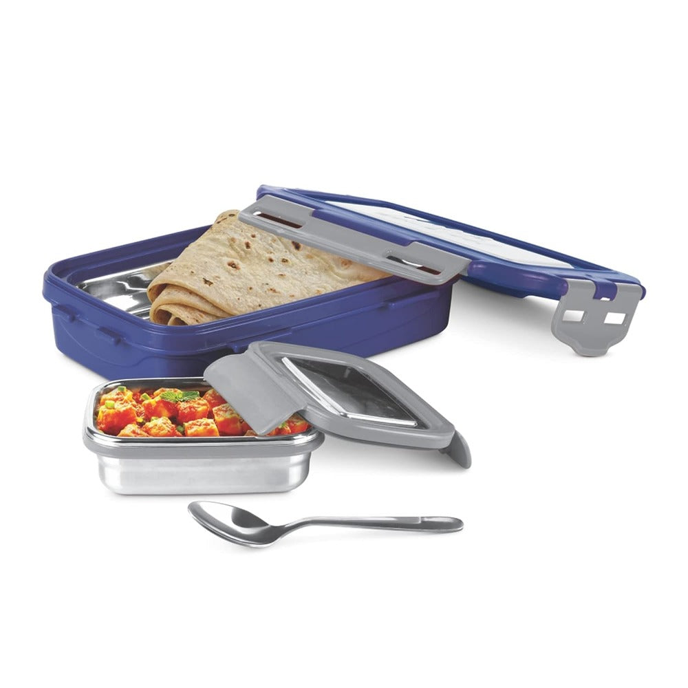 Milton Steely Super Deluxe Insulated Inner Stainless Steel Big Tiffin Box - 1