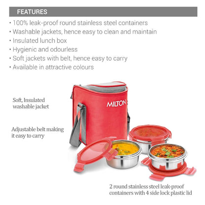 Milton Cube 3 Stainless Steel Tiffin with Jacket - 9