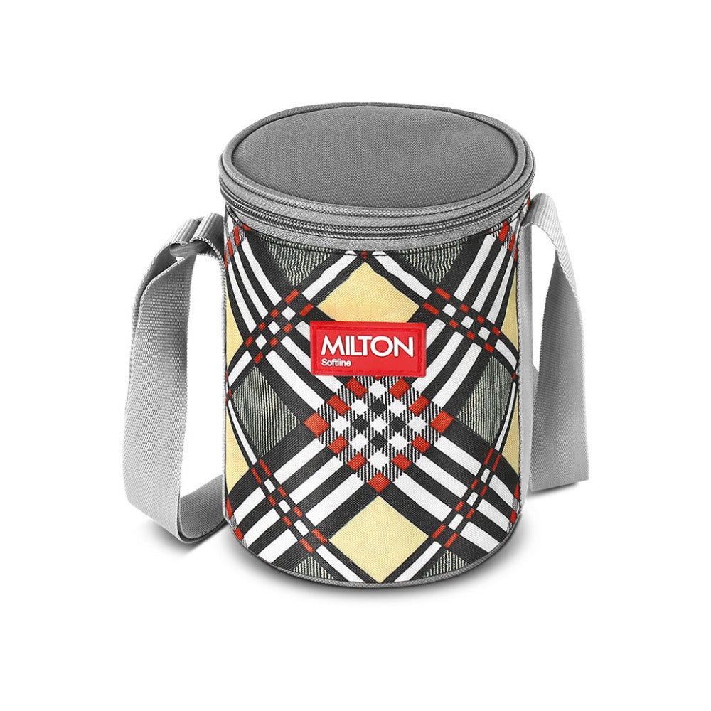 Milton Steel Treat 3 Container Tiffin with Jacket - 1Milton Steel Treat, 3 Stainless Steel Tiffin Containers, 280 Each with Jacket | Yellow, Blue, Grey and Orange from www.rasoishop.com