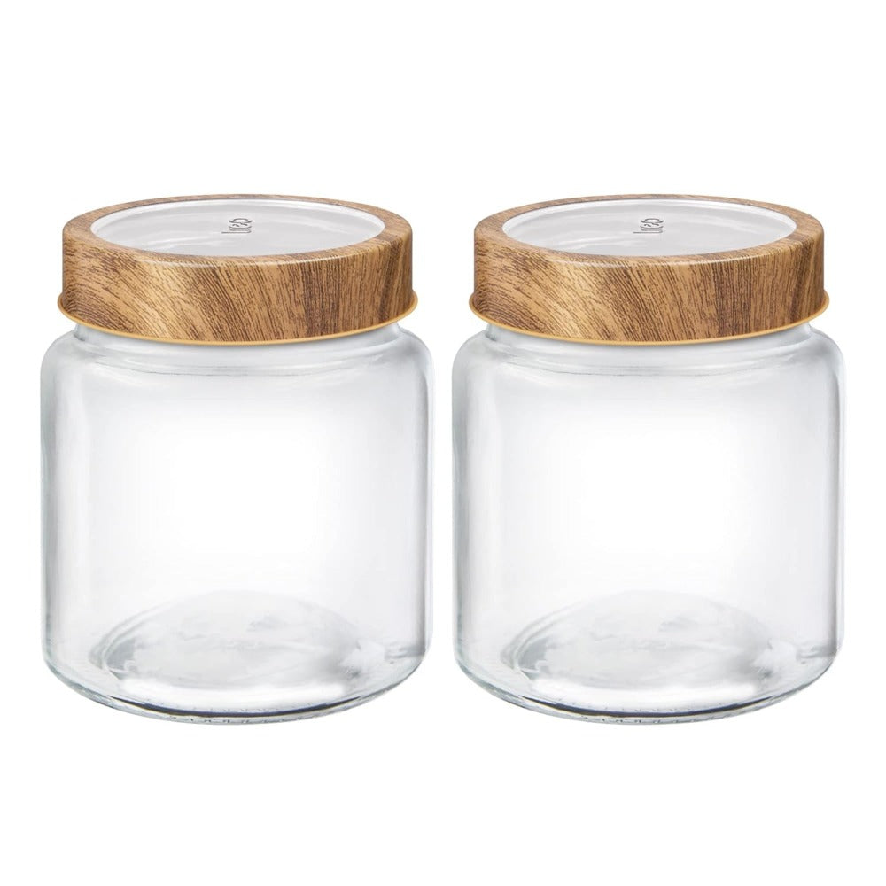 Treo Woody Radius 580 ML Storage Glass Jar Set - 2