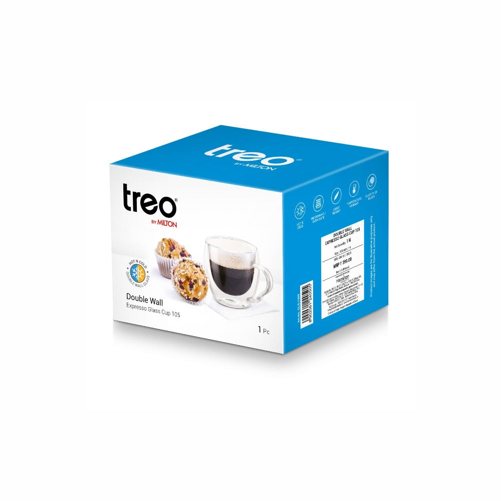 Treo Double Wall 105 ML Espresso Borosilicate Glass Mug - 3