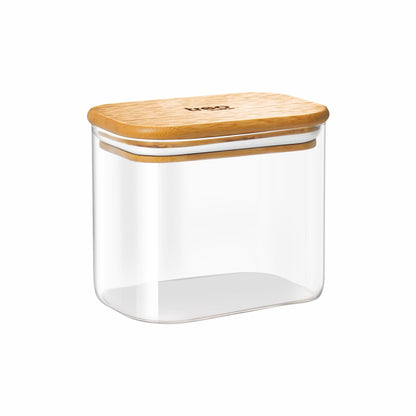 Treo Borosilicate Recto 600 ML Storage Glass Jar with Wooden Lid - 2