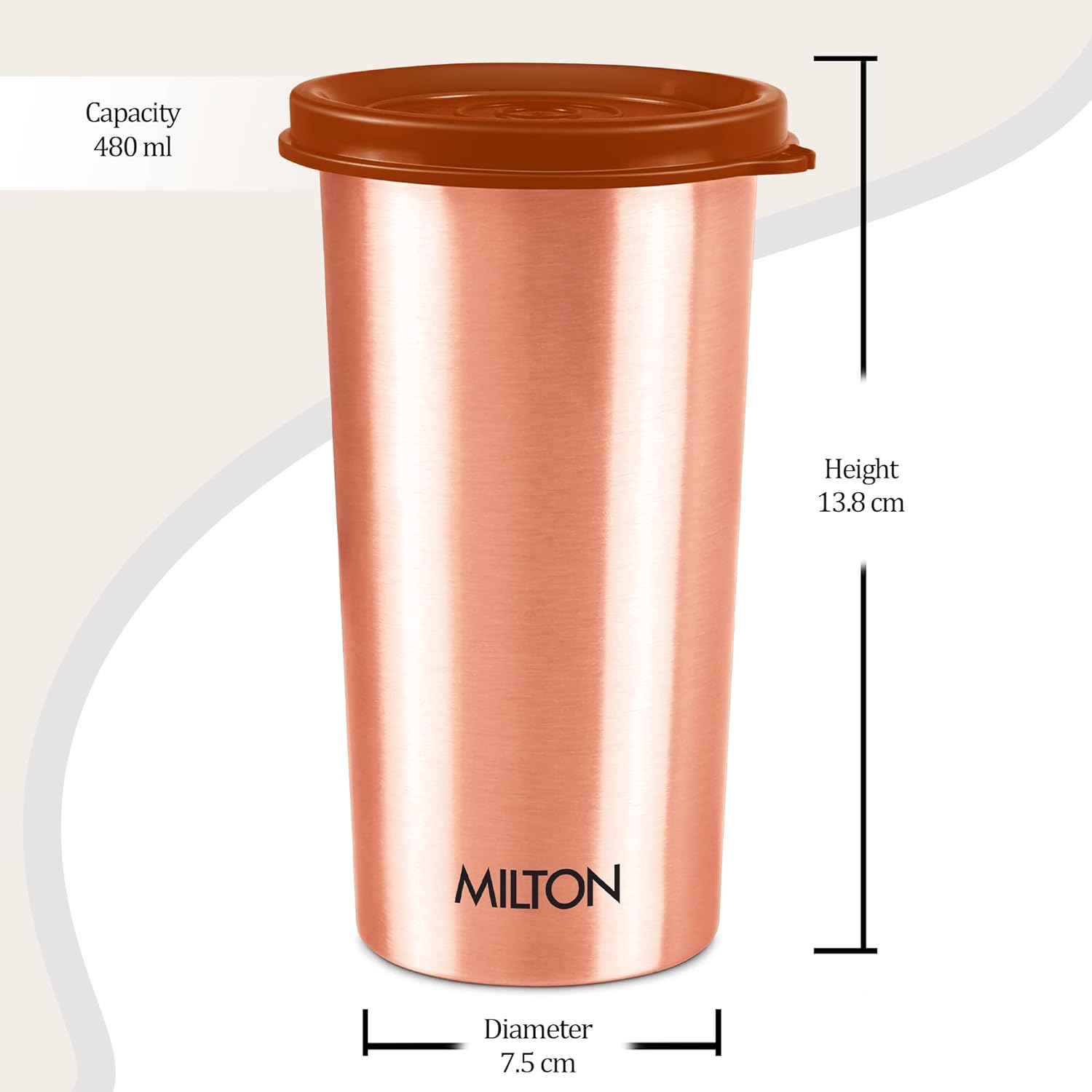 Milton Copper Drinking Water Tumbler with Lid | 1 Pc