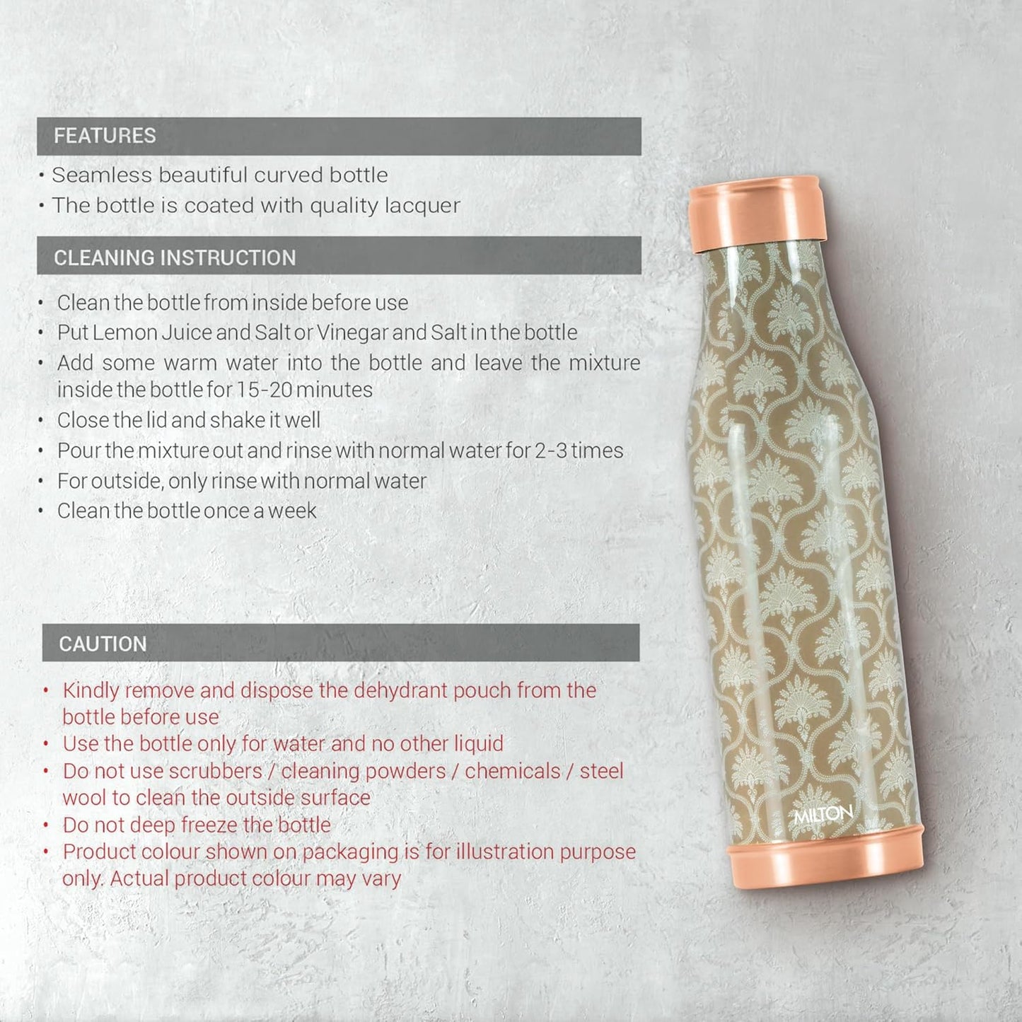 Milton  1000 Copper Charge Design Water Bottle | 1 Pc