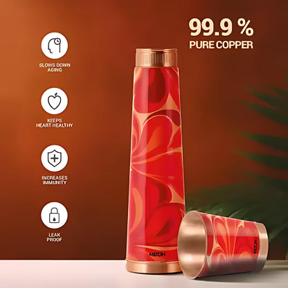 Milton Copper Eterna Diwali Gift Set - 1 Bottle + 2 Tumbler | Set of 3 Pcs