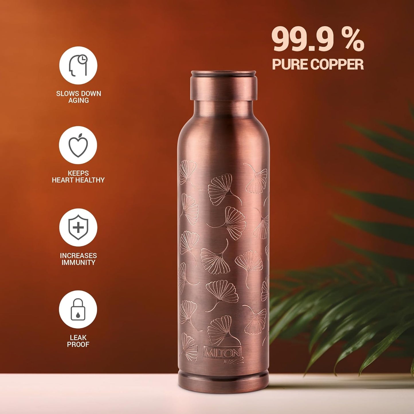 Milton 1000 Copper Swasth Water Bottle | 1 Pc