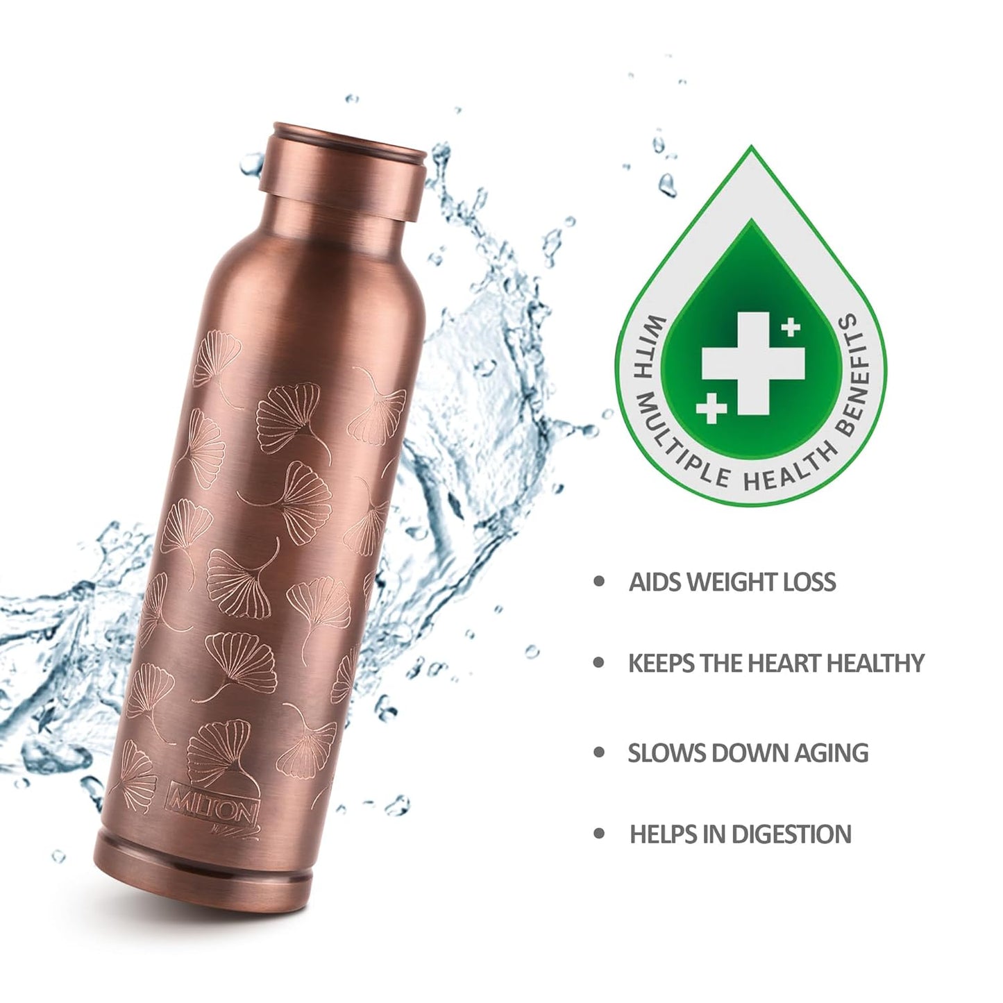 Milton 1000 Copper Swasth Water Bottle | 1 Pc