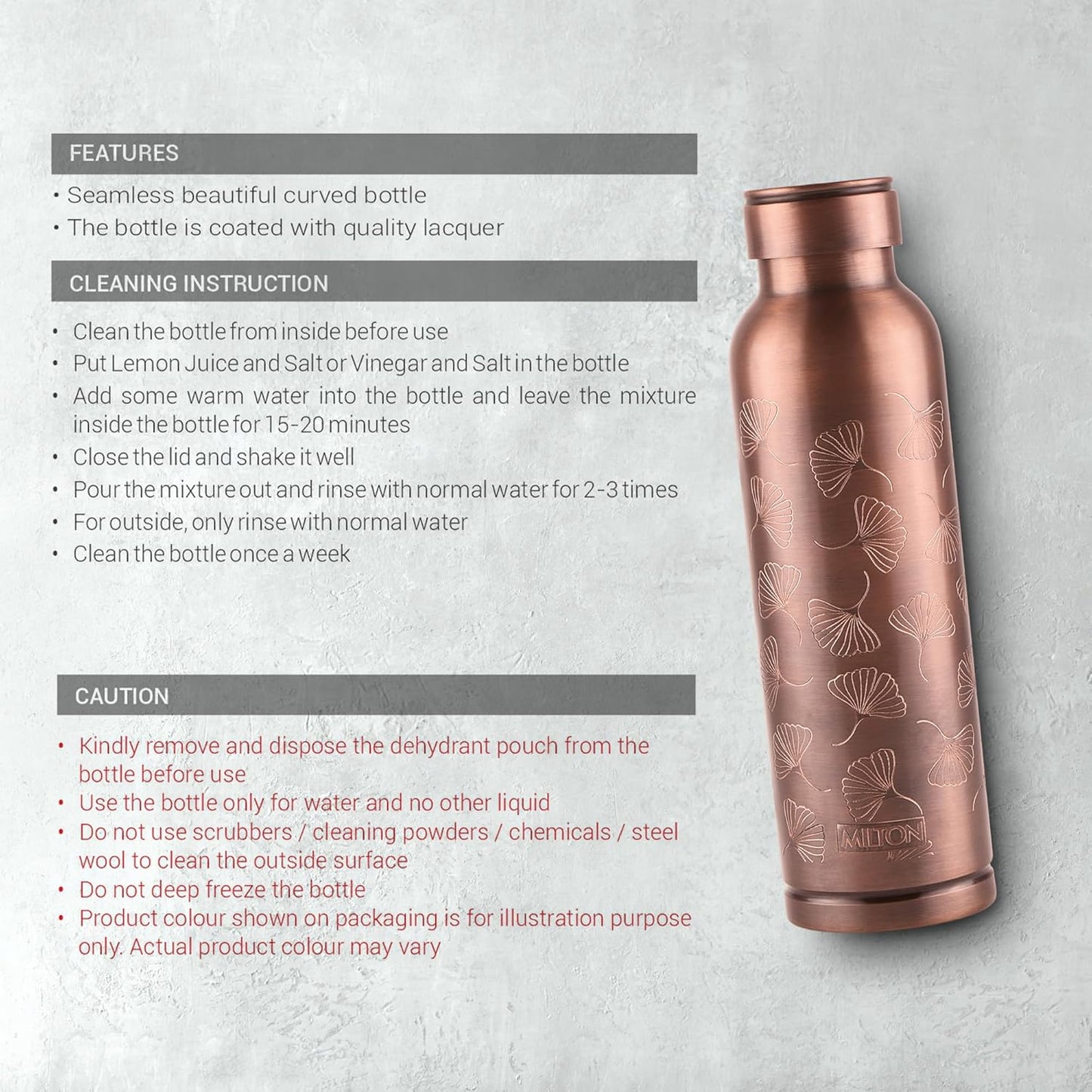 Milton 1000 Copper Swasth Water Bottle | 1 Pc