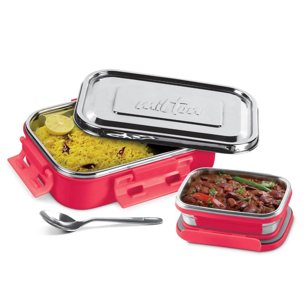 Milton Steel Flat Insulated Inner Stainless Steel Tiffin Box With Inner Container - 1