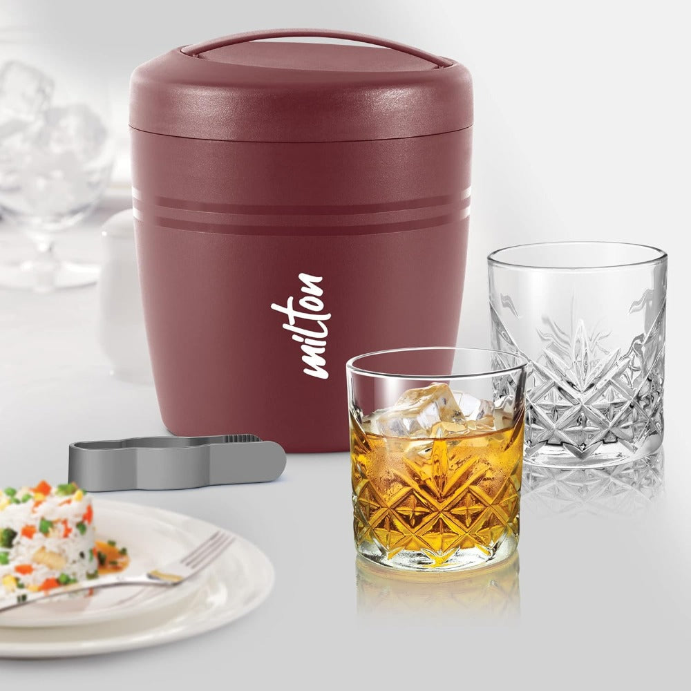 Milton Spiritz Gift Set - Polar Ice Storage Pail + Tong + 4 Borosilicate Glass 340 ML Tumblers - 1