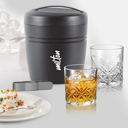 Milton Spiritz Gift Set - Polar Ice Storage Pail + Tong + 4 Borosilicate Glass 340 ML Tumblers - 5