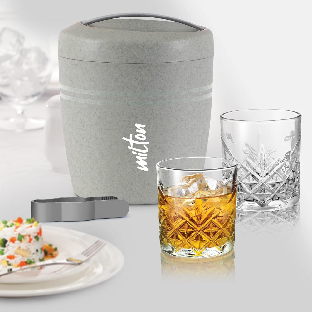 Milton Spiritz Gift Set - Polar Ice Storage Pail + Tong + 4 Borosilicate Glass 340 ML Tumblers - 8