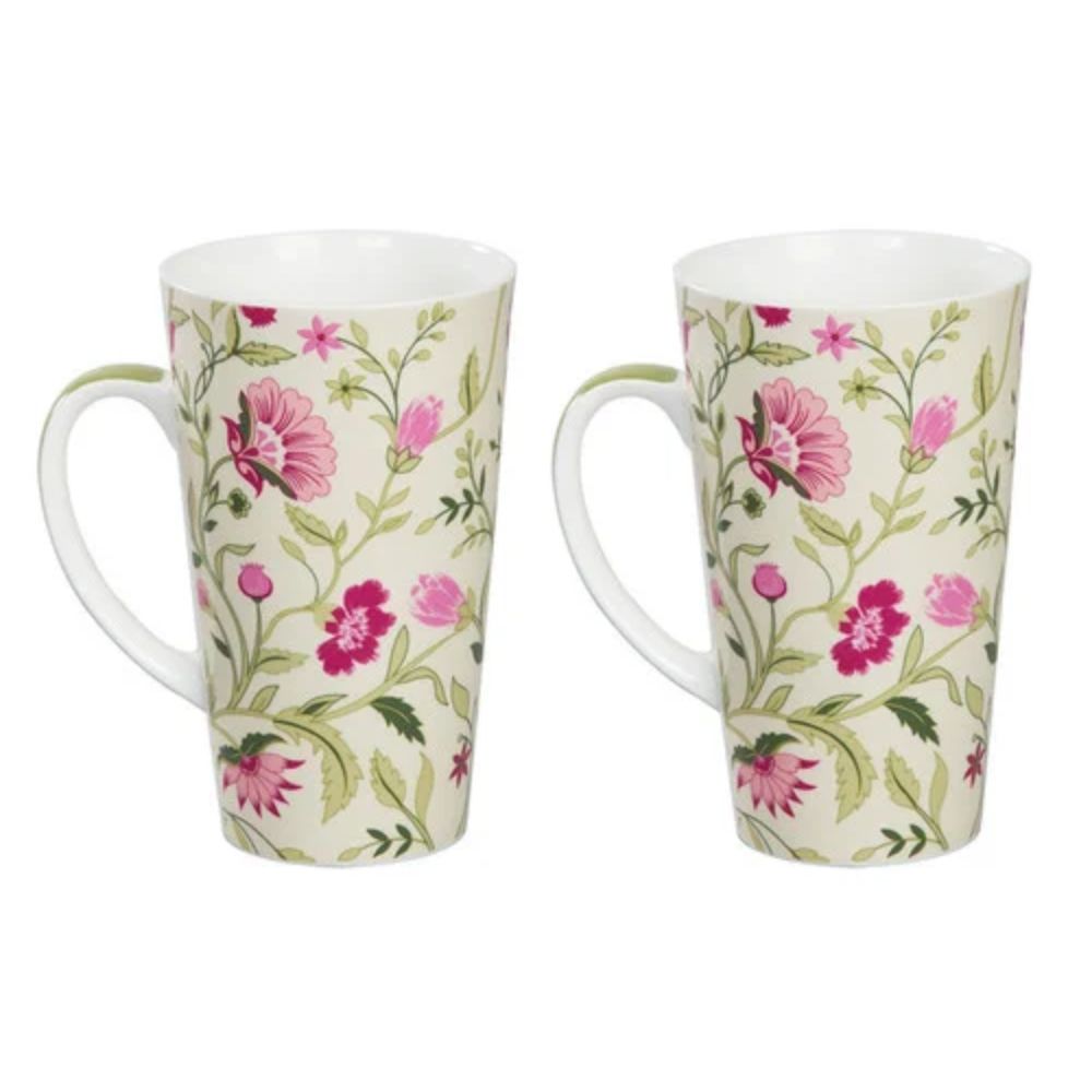 India Circus Rose Mallow Moscheutos 600 ML Tall Coffee Mugs | Set of 2 Pcs