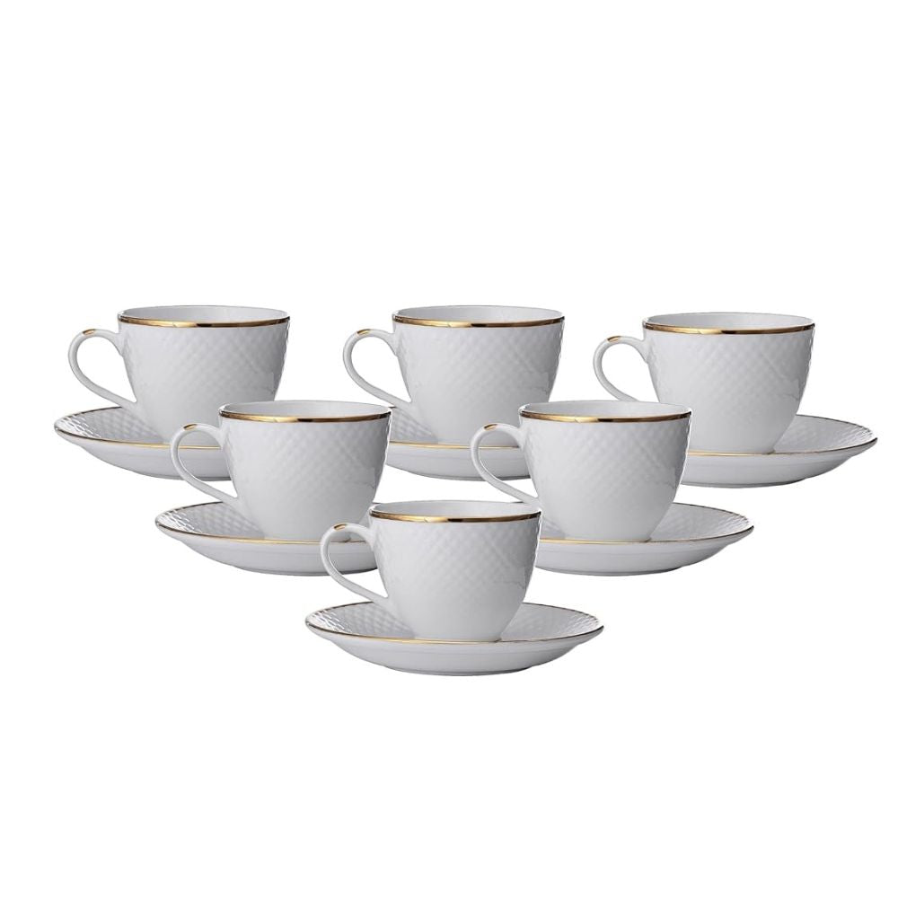 Clay Craft Ceramic Diamond 22k Gold Line Cup & Saucer Set - 2