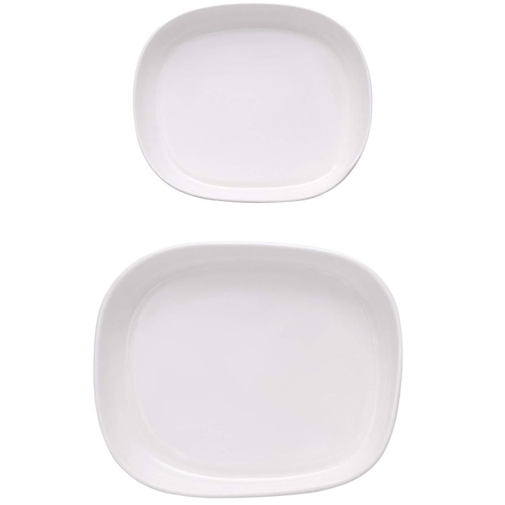 Clay Craft Basic Platter River Deep Dish Medium & Big | White | 2 Pcs-2