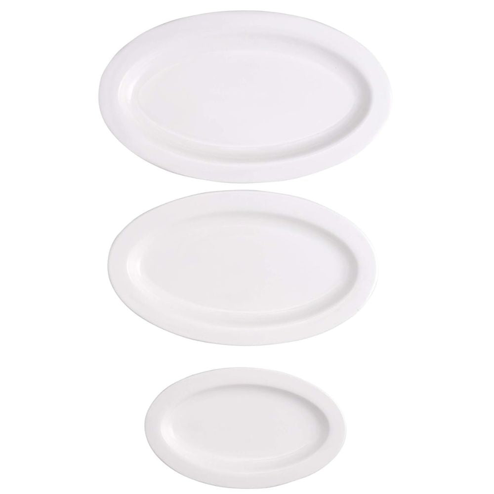 Clay Craft Basic Platter Oval Small, Medium & Big | White | 3 Pc-3